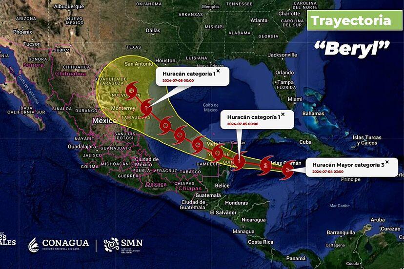 Huracán Beryl se Degrada a Tormenta Tropical, Pero Continúa Generando Lluvias Intensas en Yucatán y Quintana Roo