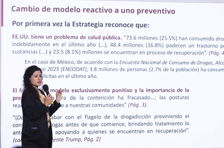 Cuauhtémoc, Ciudad de México. 12 de mayo 2026. La presidenta constitucional de los Estados Unidos Mexicanos, la Doctora Claudia Sheinbaum Pardo en conferencia de prensa matutina en el salón de la Tesorería de Palacio Nacional. La acompañan: Omar García Harfuch, secretario de Seguridad y Protección Ciudadana; Ricardo Trevilla Trejo, secretario de la Defensa Nacional;  Raymundo Pedro Morales, secretario de Marina; Marcela Figueroa Franco, secretaria ejecutiva del Sistema Nacional de Seguridad Pública (SESNSP); Guillermo Briceño, comandante de la Guardia Nacional; Roberto Velasco Álvarez, secretario de Relaciones Exteriores SRE; Luisa María Alcalde, consejera jurídica del Ejecutivo.   Foto: Juan Carlos Ramos Mamaua/Presidencia