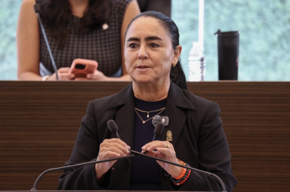 La diputada Teresa Calzada Rovirosa en su posicionamiento durante la discusión del ditamende identidad de Género en el Congreso de Querétaro