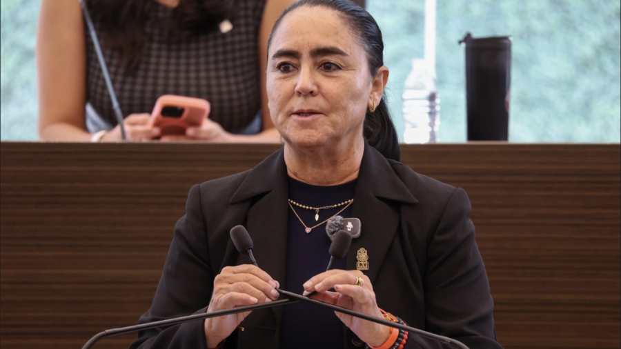 La diputada Teresa Calzada Rovirosa en su posicionamiento durante la discusión del ditamende identidad de Género en el Congreso de Querétaro