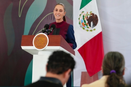 La Presidenta Claudia Sheinbaum durante la conferencia mañanera desde Zacatecas