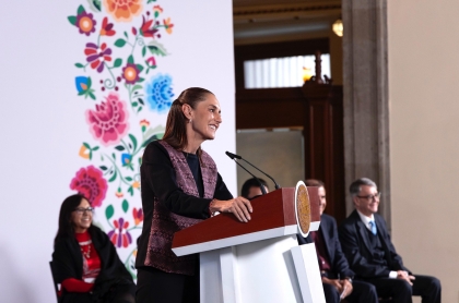 La Presidenta Claudia Sheinbaum durante la presentación sobre los programas del bienestar