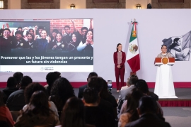 La Presidenta de México durante la presentación de los avances en seguridad