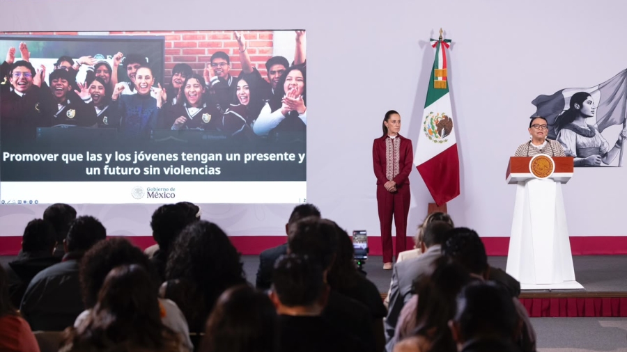 La Presidenta de México durante la presentación de los avances en seguridad