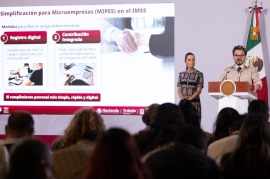 La Presidenta claudia Sheinbaum durante la presentación del programa destinado a beneficiar a Pymes y micro empresarios