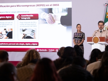 La Presidenta claudia Sheinbaum durante la presentación del programa destinado a beneficiar a Pymes y micro empresarios