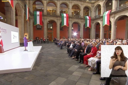 La Presidenta Claudia Sheinbaum durante su informe de gobierno