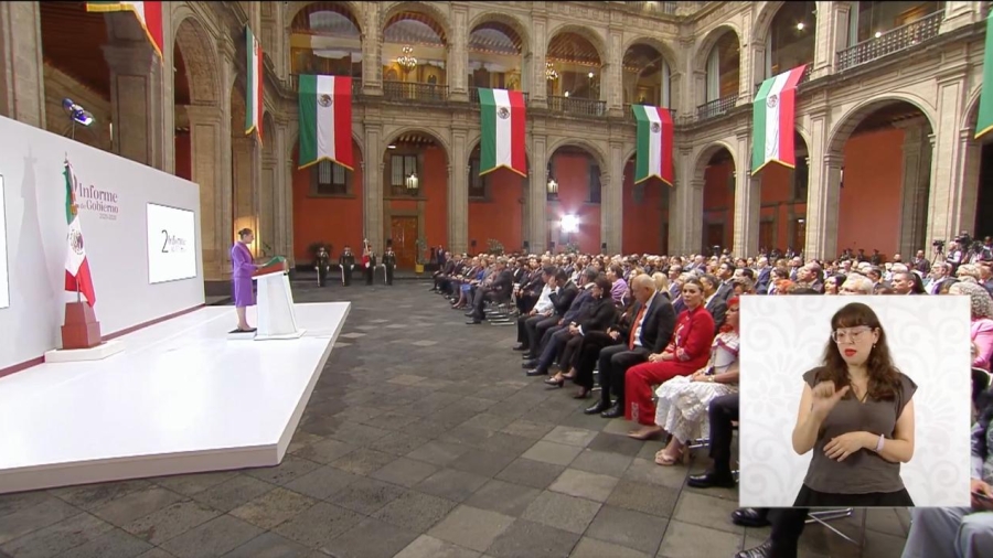 La Presidenta Claudia Sheinbaum durante su informe de gobierno