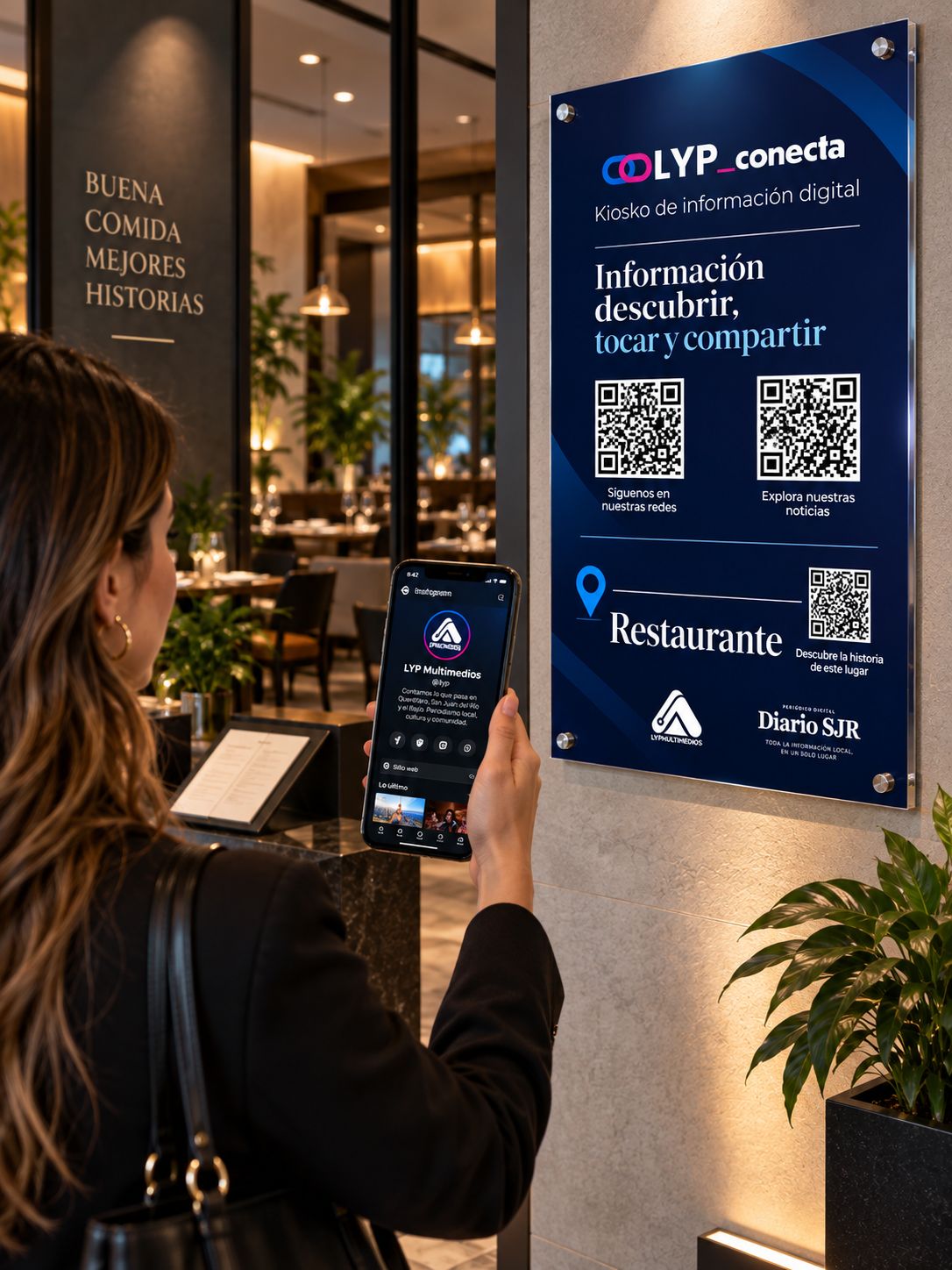 Placa Conecta by LYP en un restaurante
