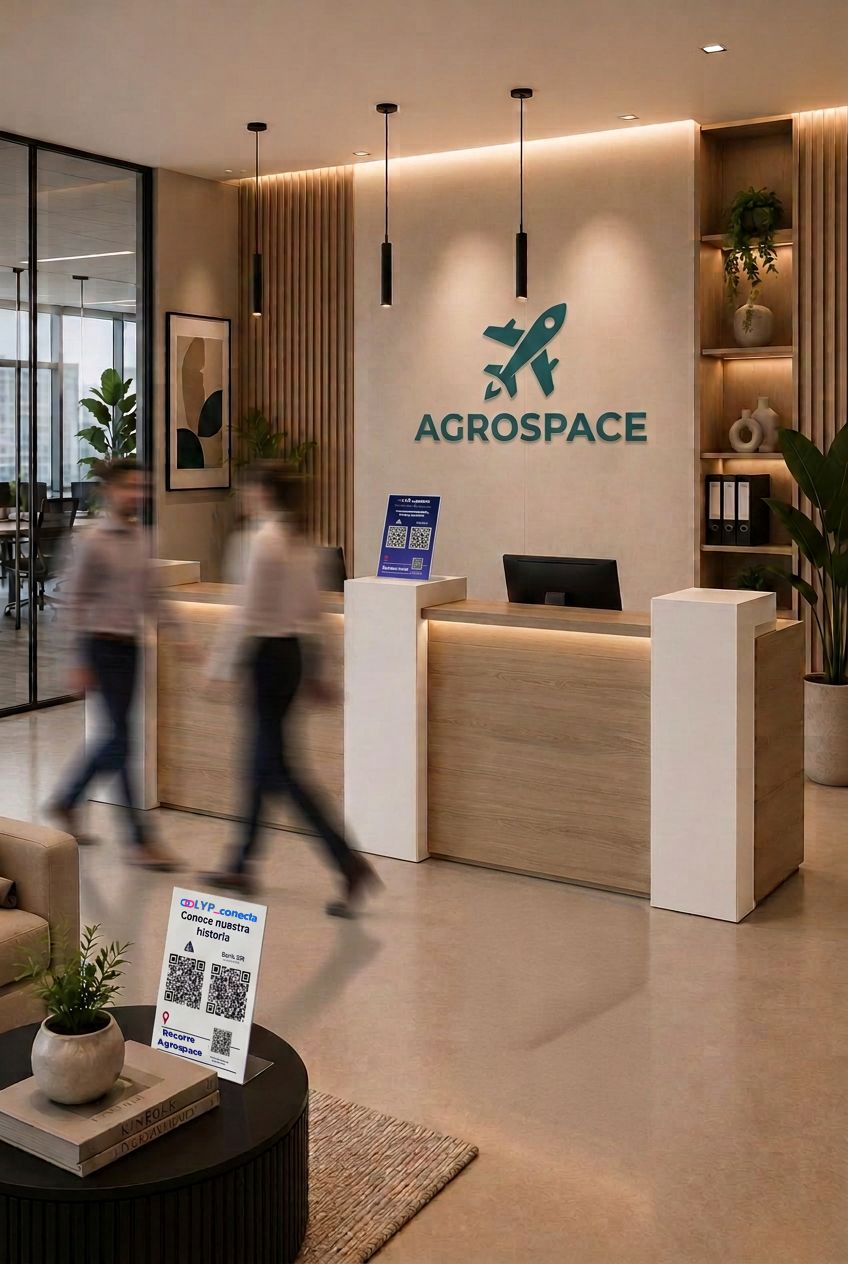 Kiosko Conecta by LYP en la recepción de una empresa