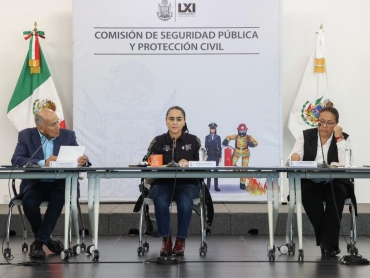 Diputados locales durante la comisión de protección civil