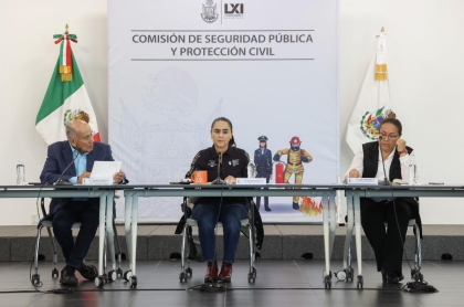 Diputados locales durante la comisión de protección civil