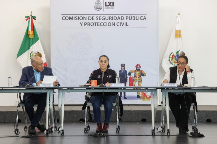 Diputados locales durante la comisión de protección civil