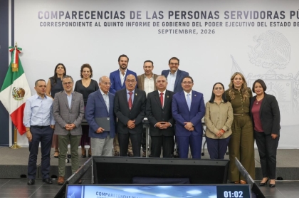 Secretarios y diputados locales durante la glosa del informe obras públicas y contraloría
