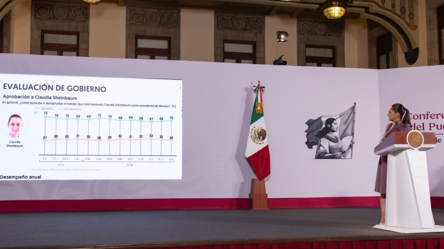 La Presidenta Sheinbaum durante su conferencia de prensa aclarando lo de la supuesta ley antimemes
