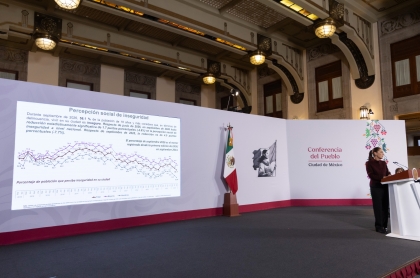 La Presidenta de México señala los resultados de encuesta de seguridad levantada por el INEGI