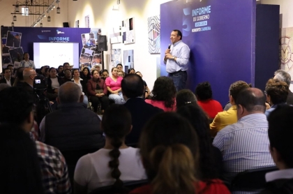 El Presidente Municipal durante la presentación de su 5to informe