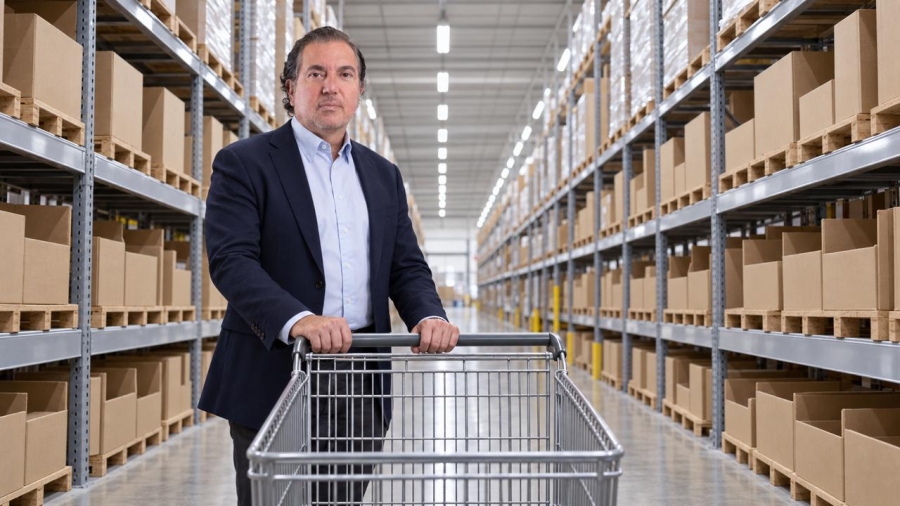 El fundador de tiendas 3B en uno de los pasillos de alguna de sus tiendas