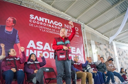 El coordinador de los comites de la 4T da discurso en Huimilpan