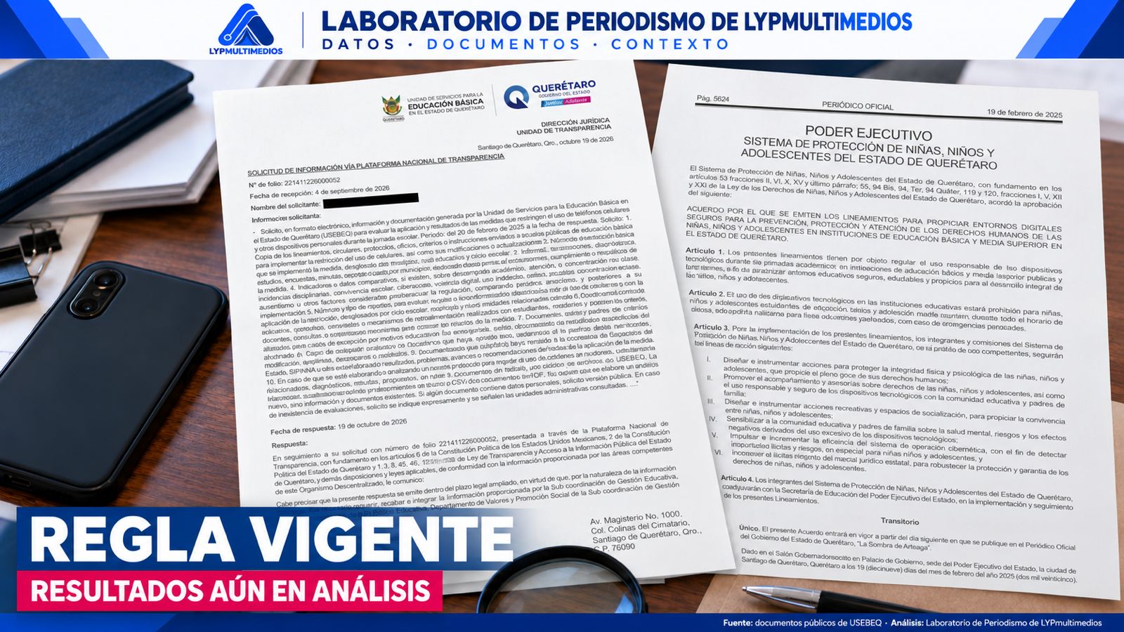 Solicitud de transparencia y lineamientos oficiales de USEBEQ sobre la mesa. Regla vigente, resultados aún en análisis.