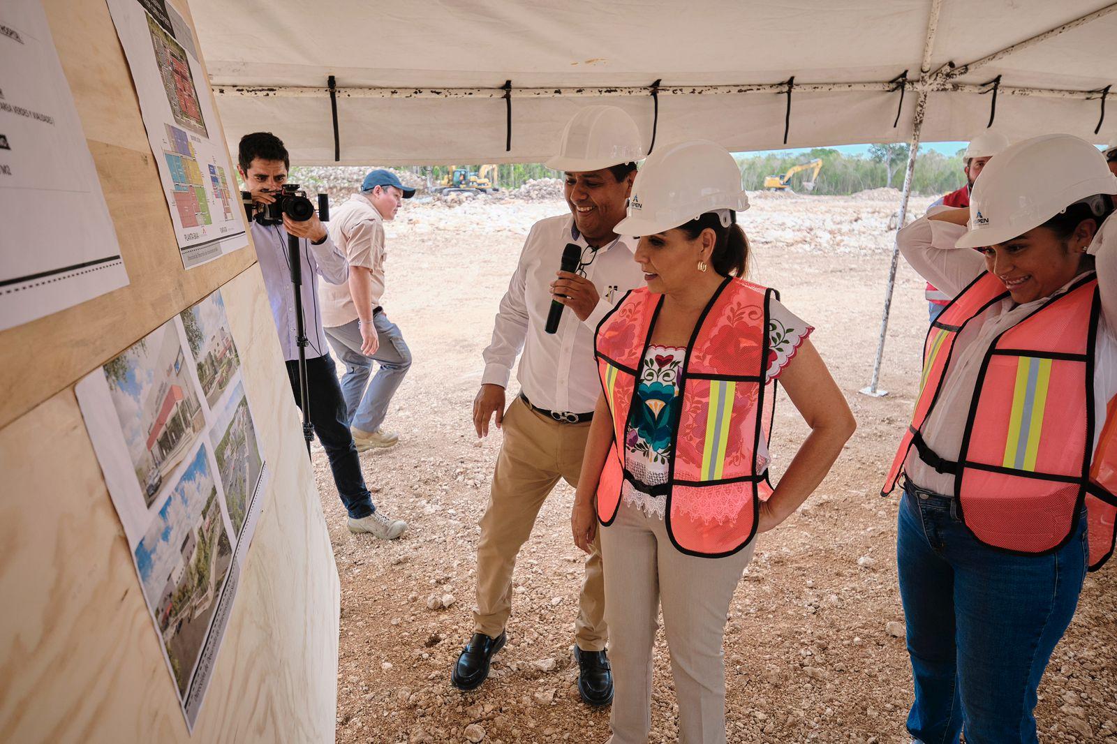 Inicio de construcción del Hospital General en Felipe Carrillo Puerto. La gobernadora Mara Lezama Espinosa recorrió el terreno donde se construye