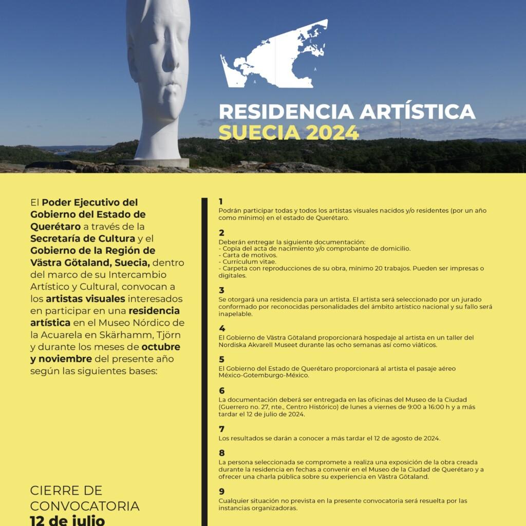 Convocatoria para residencia artística Suecia 2024; Secult. En el marco del intercambio artístico y cultura con Suecia, la Secreta