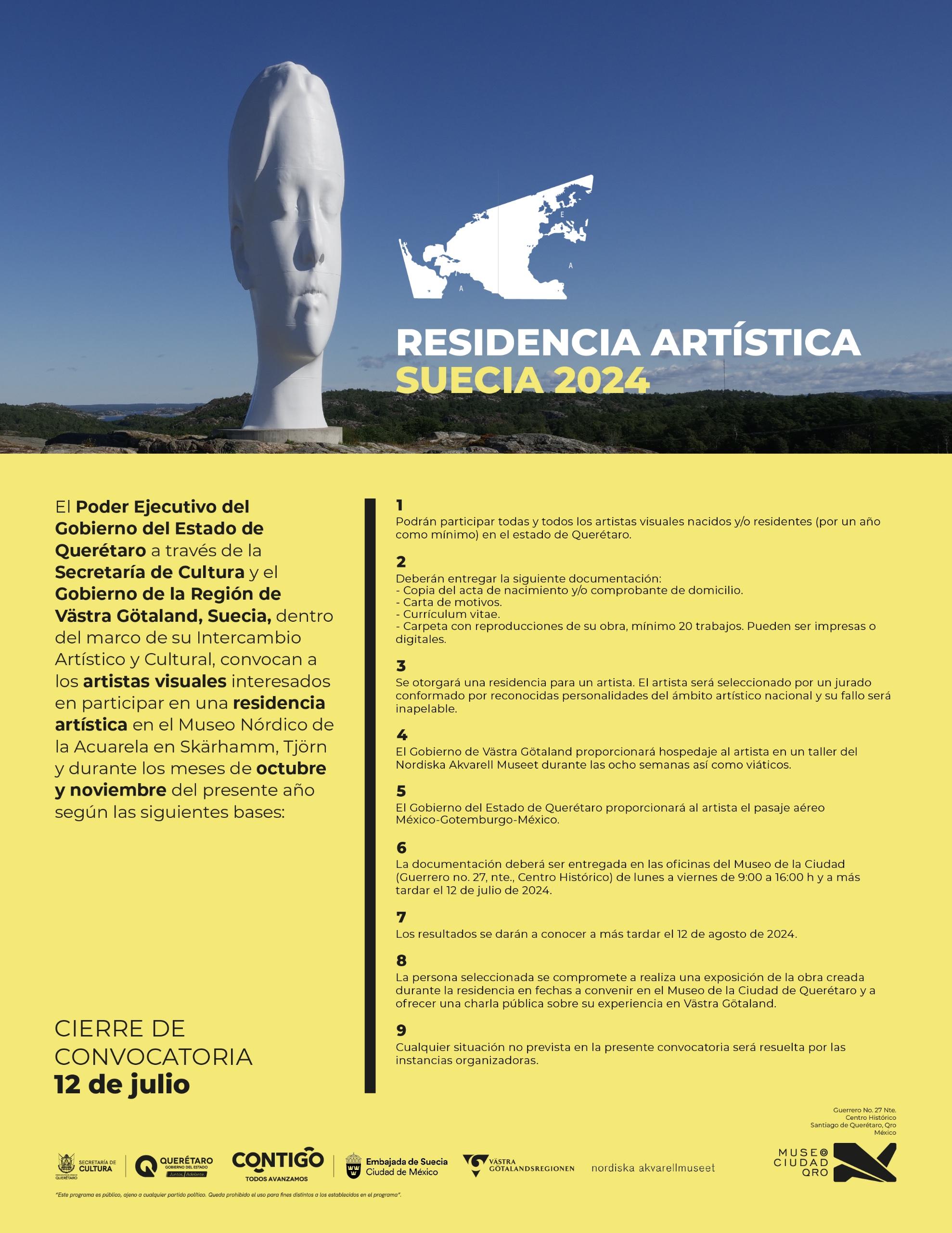 Convocatoria para residencia artística Suecia 2024; Secult. En el marco del intercambio artístico y cultura con Suecia, la Secreta