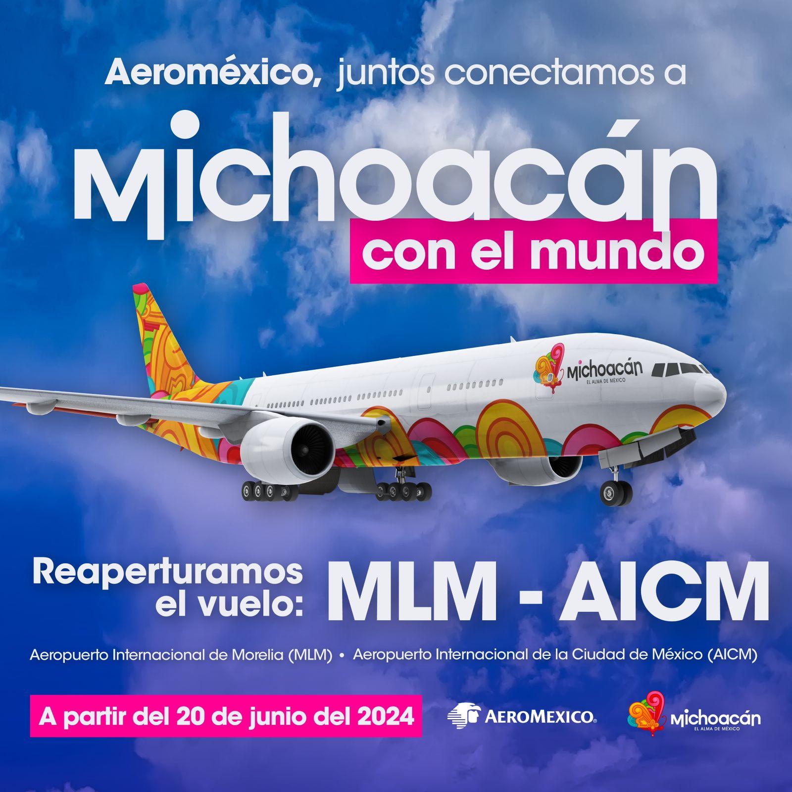 Regresa el vuelo del AICM de Aeroméxico a Morelia. Tras diversas gestiones del gobierno de Alfredo Ramírez Bedolla,