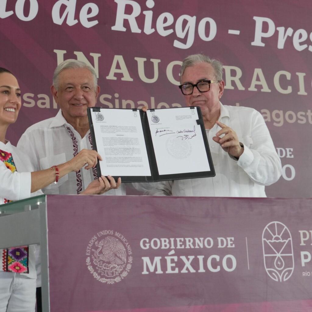 Entrega del Distrito de Riego de la Presa "Picachos" en Sinaloa. El presidente Andrés Manuel López Obrador inauguró hoy el distrito d