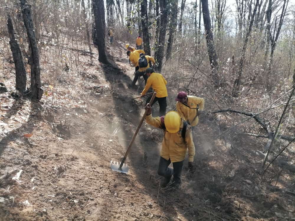 Helicóptero con helibalde atiende incendio forestal en Pátzcuaro. El helicóptero Bell 205-UH-1H de la Dirección de Servicios Aéreos