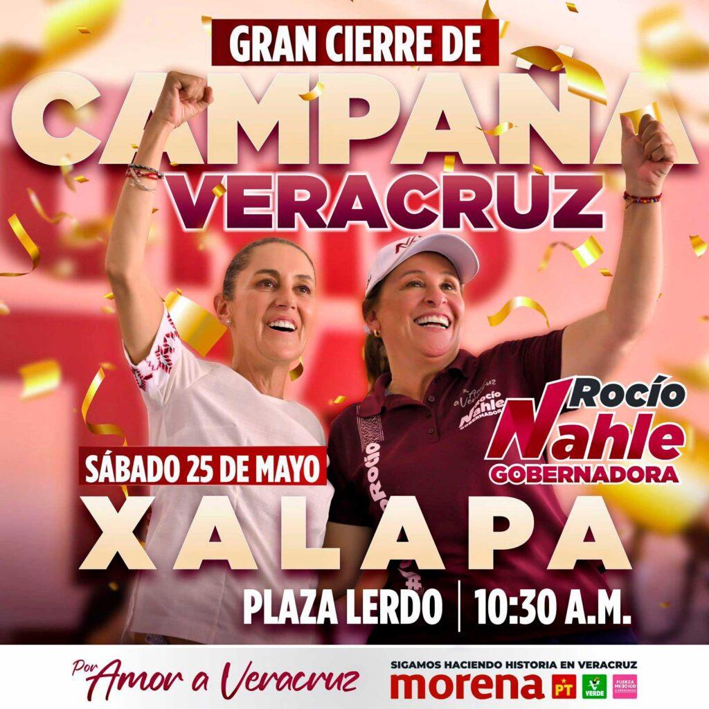 Cierre de campaña de Rocío Nahle será en Xalapa con 212 municipios visitados.