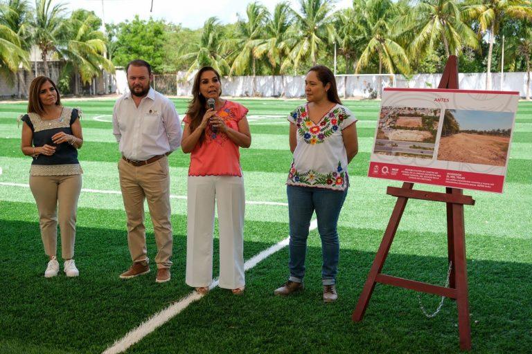 Entrega Mara Lezama la modernización de la cancha de fútbol del Poder Judicial de Chetumal para fortalecer el tejido social.